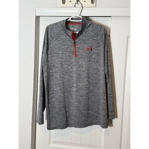 Under Armour Heatgear Mens Shirt XL Heather Gray Long Sleeve 1/4 Zip Pullover